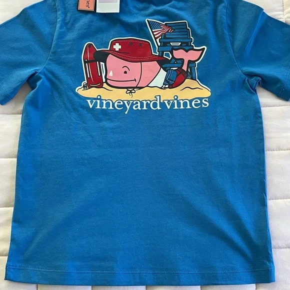 NEW Vineyard Vines Short Sleeve Lifeguard Whale Pocket Tee Hull Blue Size 6 - Picture 5 of 8